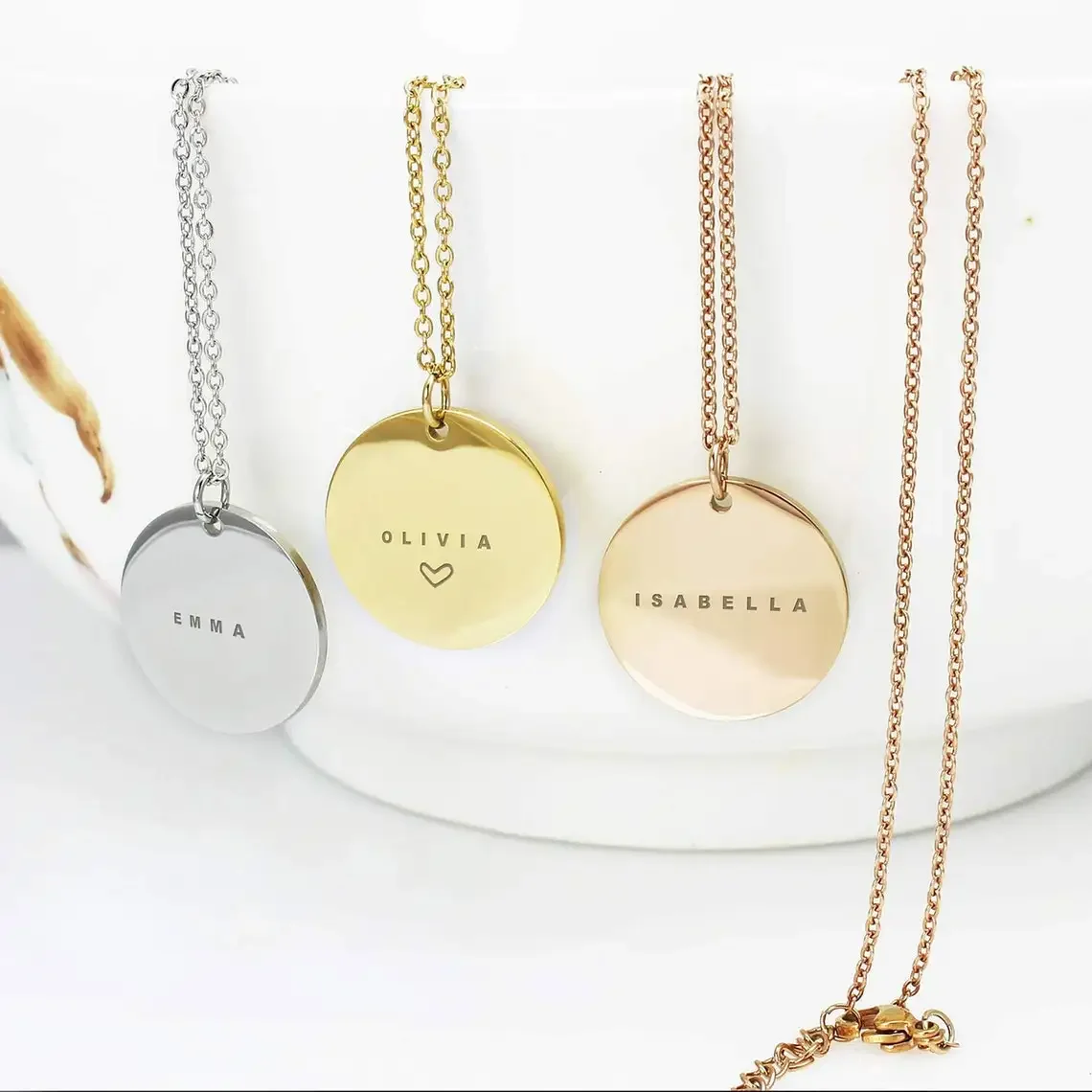 Custom Engraved Names Date Sta - Birth Flower Necklace 评论和价格